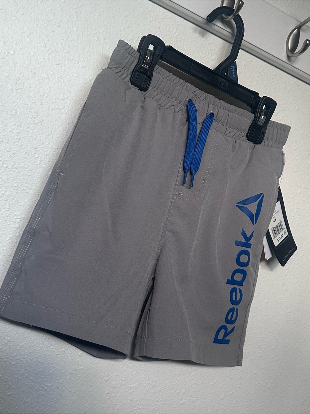 Reebok Gray Shorts with Blue Logo and Drawstring Size 4/5T Boys, New